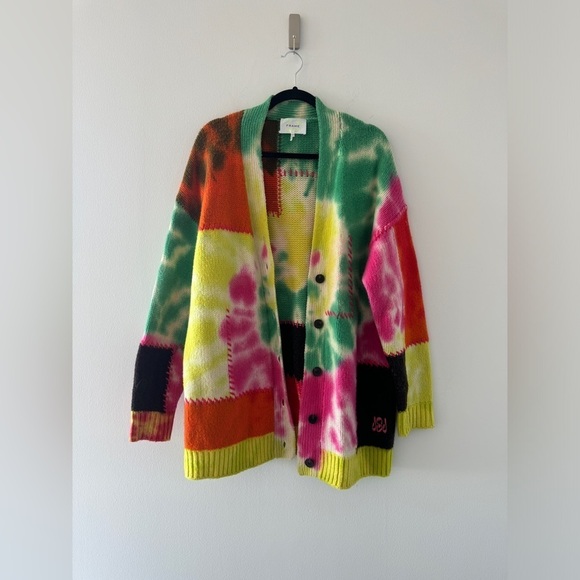 FRAME x Julia Sarr Jamoios Tie Dye Cashmere Cardigan M - Picture 9 of 13